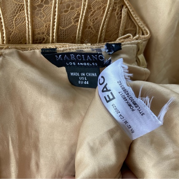 Marciano Axel embellished corded lace strapless gold dress women’s large - Picture 11 of 16